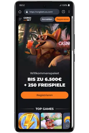 Corgibet App Website in Chrome auf Android öffnen