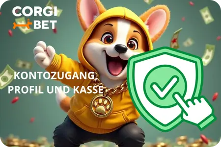 Kontobereich, Profileinstellungen und Kasse in der Corgibet App